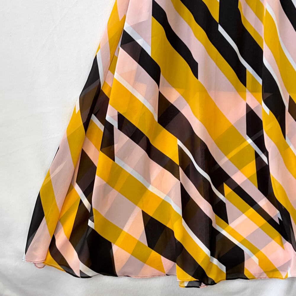 Lane Bryant Maxi Dress Womens Plus 18 Yellow Black Striped Chiffon Sleeveless - Picture 7 of 14
